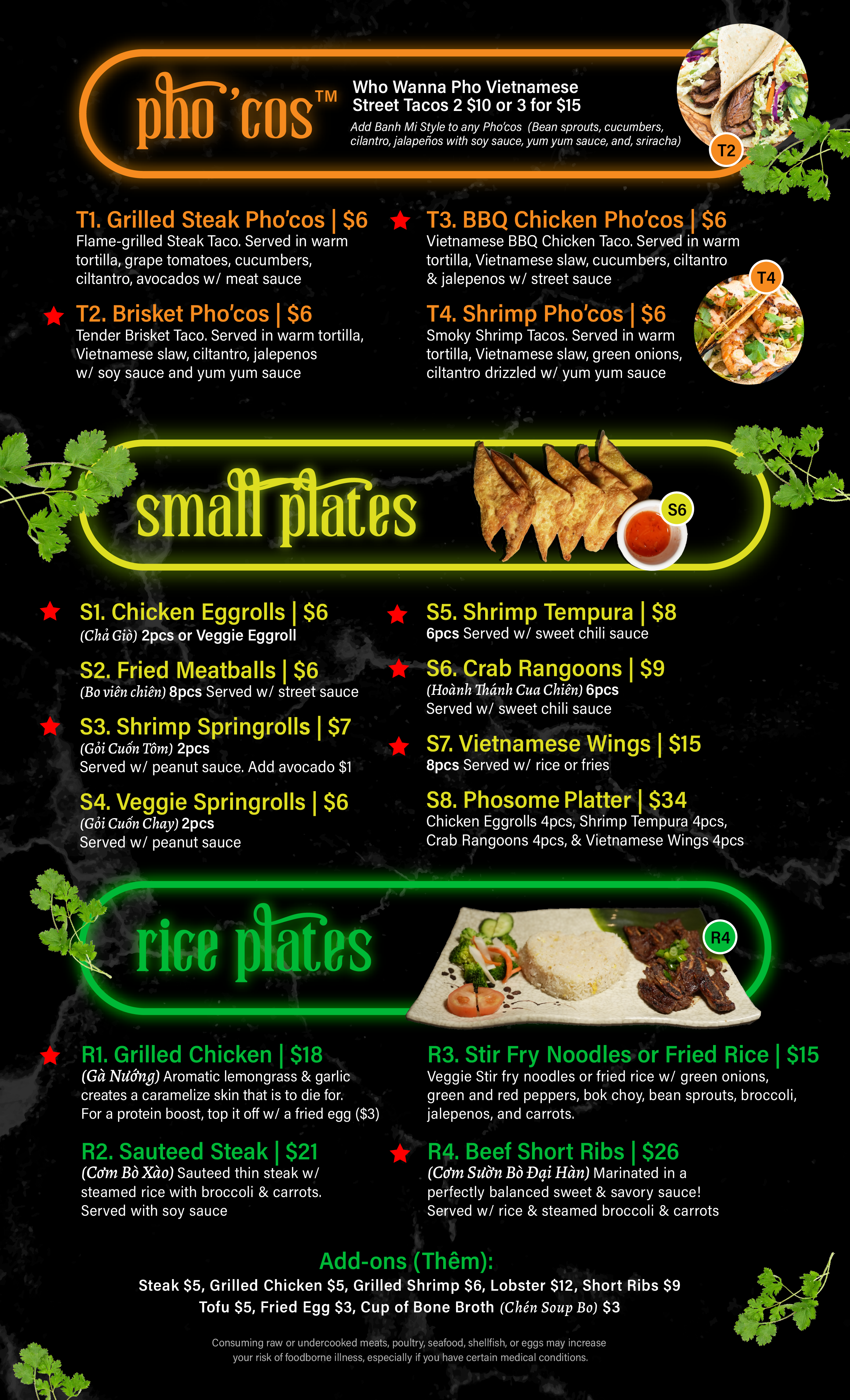 Who Wanna Pho Food Menu